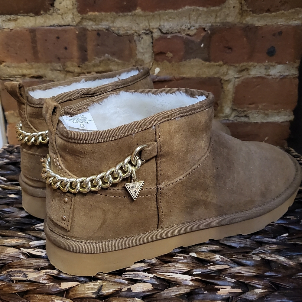 Guess Womens Faux Fur Lining Bootie Buckle